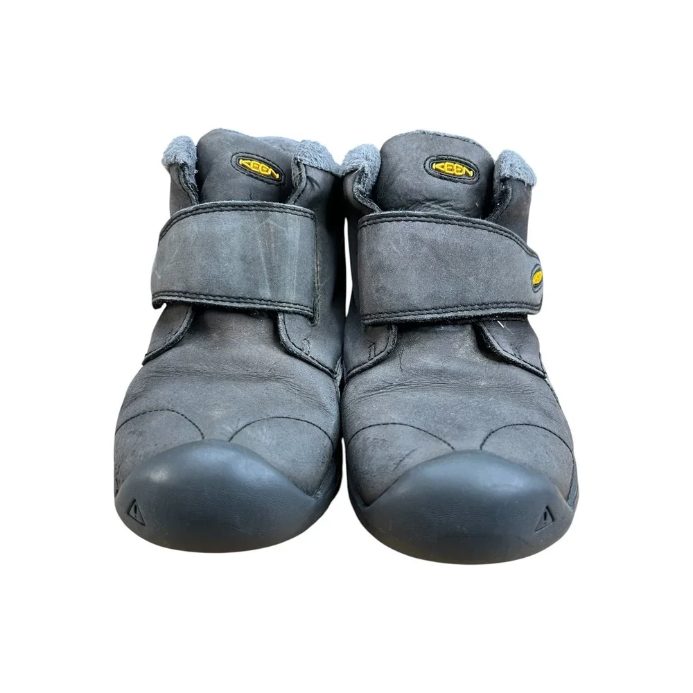KEEN Kids Hoodoo Waterproof Winter Boots Gray Leather Insulated Hook Loop - Sz 8
